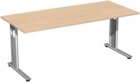 Schreibtisch feste Höhe, 1800x800x720, Buche/Silber