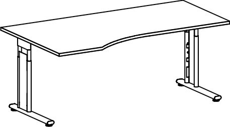PC-Schreibtisch links feste Höhe, 1800x1000x720, Onyx/Silber