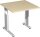 Schreibtisch höhenverstellbar, einseitig zurückgesetzt, 800x800x680-820, Ahorn/Silber