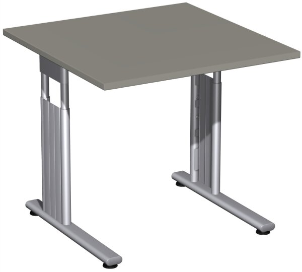 Schreibtisch höhenverstellbar, 800x800x680-820, Onyx/Silber