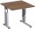 Schreibtisch höhenverstellbar, einseitig zurückgesetzt, 800x800x680-820, Nussbaum/Silber