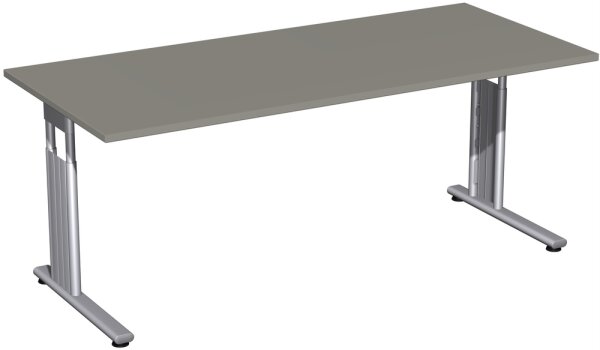 Schreibtisch höhenverstellbar, 1800x800x680-820, Onyx/Silber