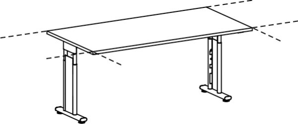Schreibtisch höhenverstellbar, beidseitig zurückgesetzt, 1800x800x680-820, Onyx/Silber