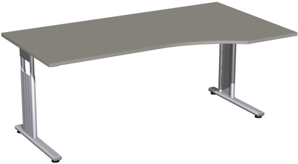 PC-Schreibtisch rechts höhenverstellbar, 1800x1000x680-820, Onyx/Silber
