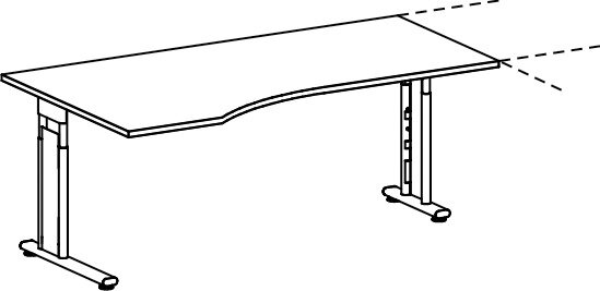 PC-Schreibtisch links höhenverstellbar, einseitig zurückgesetzt, 1800x1000x680-820, Onyx/Silber