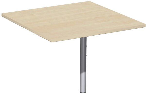 Verkettungsplatte Volleck 90° mit Stützfuß, mit Kabelführung, inkl. Verkettungsmaterial, höhenverstellbar, 800x800x680-820, Ahorn/Silber