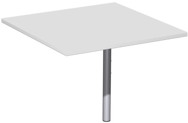 Verkettungsplatte Volleck 90° mit Stützfuß, mit Kabelführung, inkl. Verkettungsmaterial, höhenverstellbar, 800x800x680-820, Lichtgrau/Silber