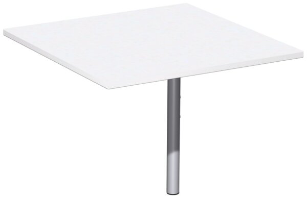 Verkettungsplatte Volleck 90° mit Stützfuß, mit Kabelführung, inkl. Verkettungsmaterial, höhenverstellbar, 800x800x680-820, Weiß/Silber