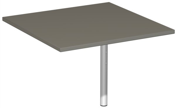 Verkettungsplatte Volleck 90° mit Stützfuß, mit Kabelführung, inkl. Verkettungsmaterial, höhenverstellbar, 800x800x680-820, Onyx/Silber