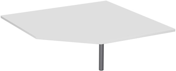 Verkettungsplatte Fünfeck 90° mit Stützfuß, mit Kabelführung, inkl. Verkettungsmaterial, höhenverstellbar, 1225x1225x680-820, Lichtgrau/Silber