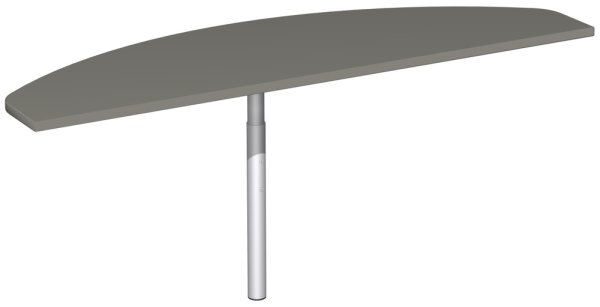 Anbautisch mit Stützfuß, inkl. Verkettungsmaterial, höhenverstellbar, 1600x500x680-820, Onyx/Silber