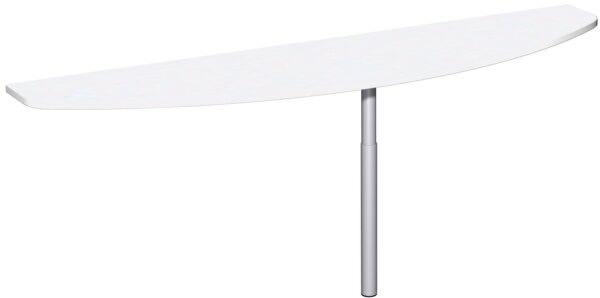Anbautisch mit Stützfuß, inkl. Verkettungsmaterial, höhenverstellbar, 2000x500x680-820, Weiß/Silber