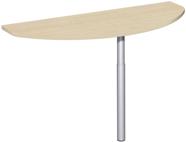 Anbautisch mit Stützfuß, inkl. Verkettungsmaterial, höhenverstellbar, 1200x500x680-820, Ahorn/Silber