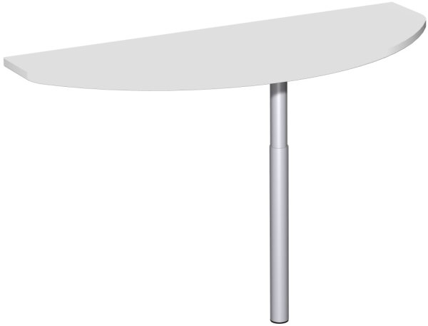 Anbautisch mit Stützfuß, inkl. Verkettungsmaterial, höhenverstellbar, 1200x500x680-820, Lichtgrau/Silber