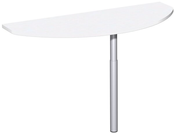 Anbautisch mit Stützfuß, inkl. Verkettungsmaterial, höhenverstellbar, 1200x500x680-820, Weiß/Silber