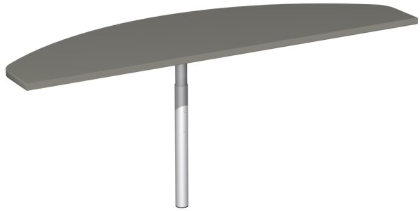 Anbautisch mit Stützfuß, inkl. Verkettungsmaterial, höhenverstellbar, 1600x500x680-820, Onyx/Silber