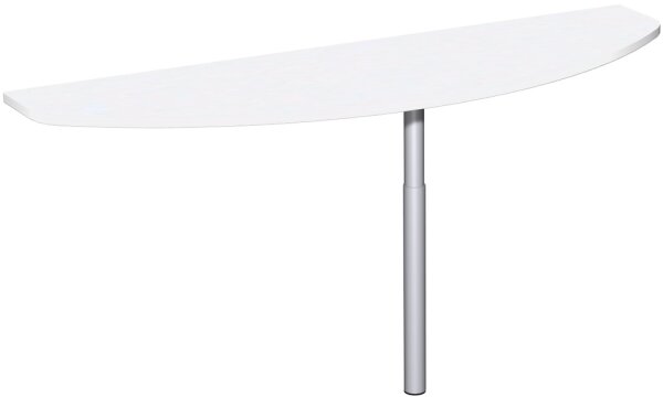 Anbautisch mit Stützfuß, inkl. Verkettungsmaterial, höhenverstellbar, 1800x500x680-820, Weiß/Silber