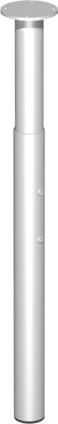 Einzelstützfuß Rundrohr, höhenverstellbar 655-795mm, Durchmesser 50mm, Silber