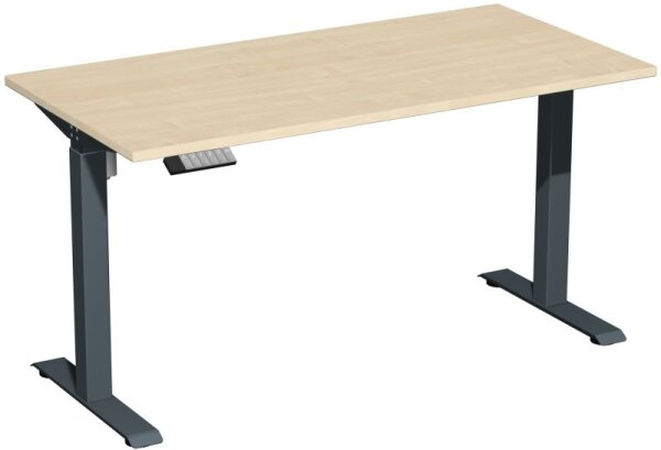 Elektro-Hubtisch höhenverstellbar, 1400x700x740-1175, Ahorn/Anthrazit