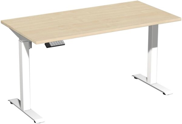 Elektro-Hubtisch höhenverstellbar, 1400x700x740-1175, Ahorn/Weiß