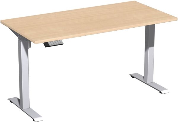 Elektro-Hubtisch höhenverstellbar, 1400x700x740-1175, Buche/Silber