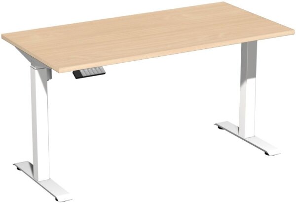 Elektro-Hubtisch höhenverstellbar, 1400x700x740-1175, Buche/Weiß