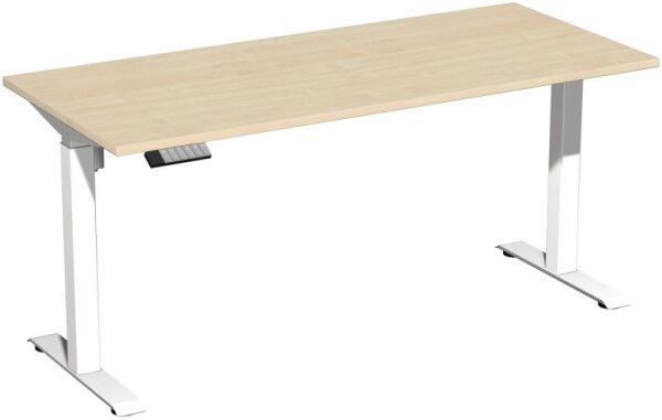 Elektro-Hubtisch höhenverstellbar, 1600x700x740-1175, Ahorn/Weiß