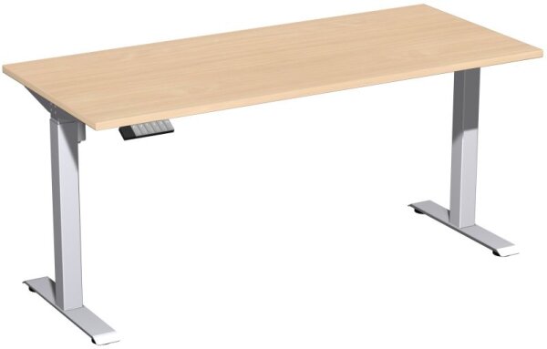 Elektro-Hubtisch höhenverstellbar, 1600x700x740-1175, Buche/Silber