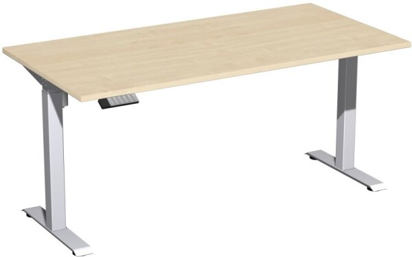 Elektro-Hubtisch höhenverstellbar, 1600x800x740-1175, Ahorn/Silber