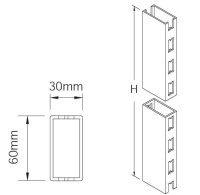 Upright H-slots on two sides H180 B3 T6 grey