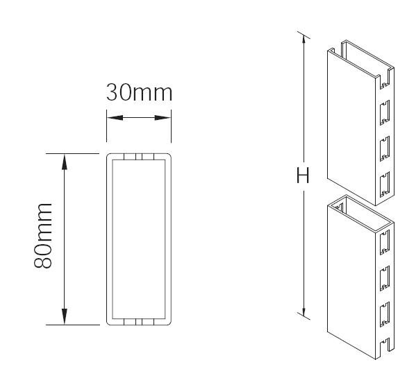 Säule mit 4 Bohrlöchern H180 B3 T8 juraweiß (RAL 9001)