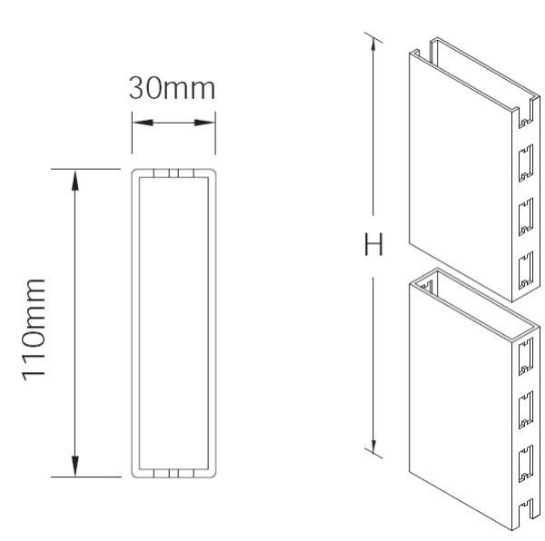 Upright with 6 holes H220 B3 T11 grey