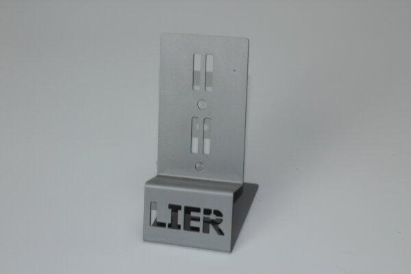 Handyholder LIER Rueckseite Schlitzung, Front Lier RAL 9006 weissaluminium