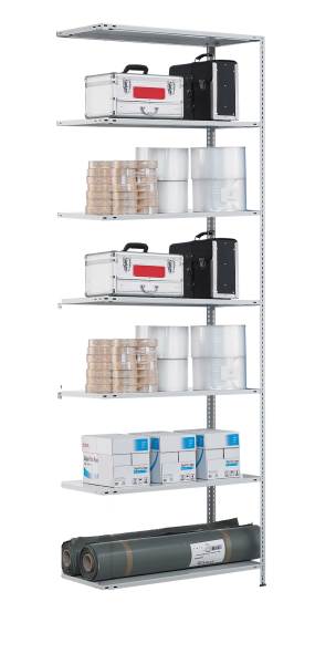 Anbauregal Schraubsystem verzinkt, 3000x1000x400 mm, 7 Boeden, Typ 85 kg