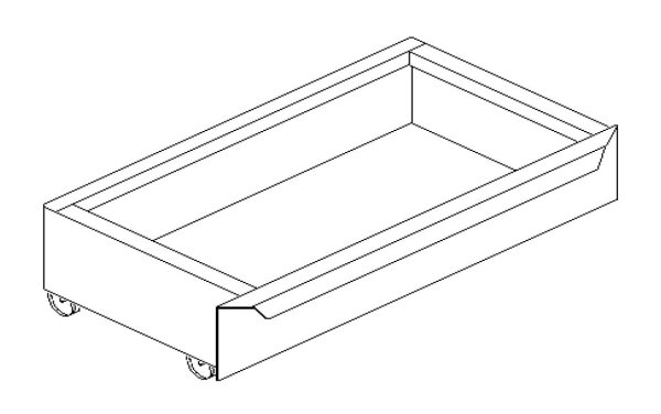 Fußteilschublade L100 T37 H10 cm juraweiß (RAL 9001)