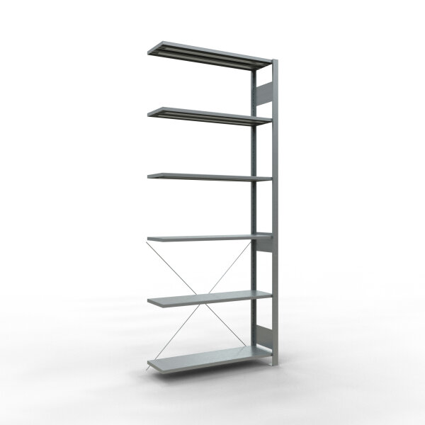 AB, Plug-in-Rack MULTIplus150, 2.500 x 1.000 x 300, 6 Shelves, Cross Brace, Galvanized