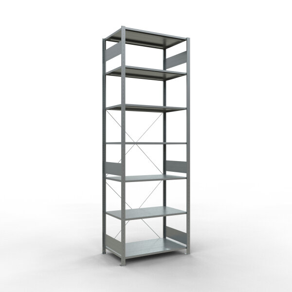 SB, Plug-in-Rack MULTIplus150, 3.000 x 1.000 x 600, 7 Shelves, Cross Brace, Galvanized