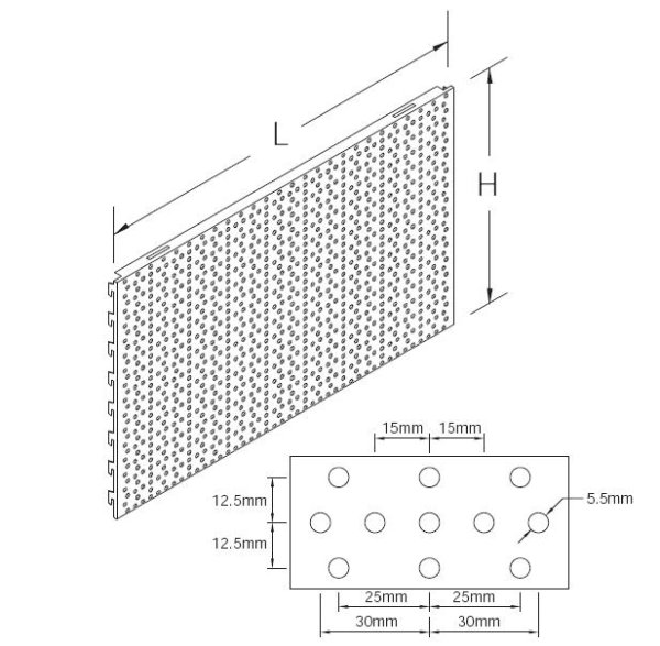 Rückwand Rundlochung L133 H40 juraweiß (RAL 9001)