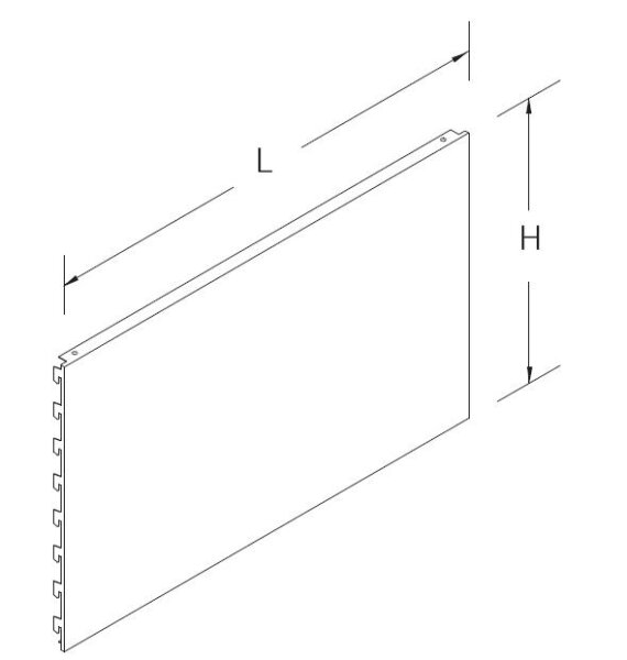 Back panel plain L133 H30 whitealuminium