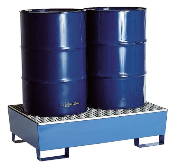 Drum Pallet 360 x 1.200 x 800 mm, RAL 5010/Galvanized, for 2 Drums