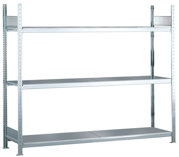 SB, Wide-Span-Rack WS 2000 with Steel Shelves, 2.000 x 2.500 x 600 mm, Galvanized, 3 Levels