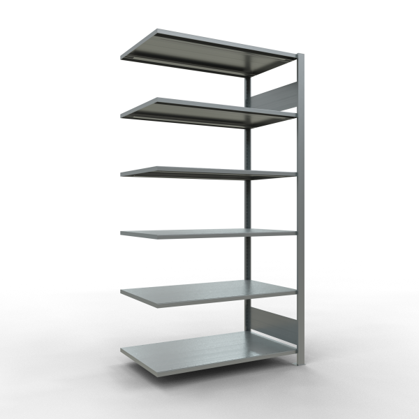 AB, Office Plug-in-Rack MULTIplus150, 2.000 x 1.000 x 600, 6 Shelves, Face Beams, Galvanized, without Middle-Stop Strip